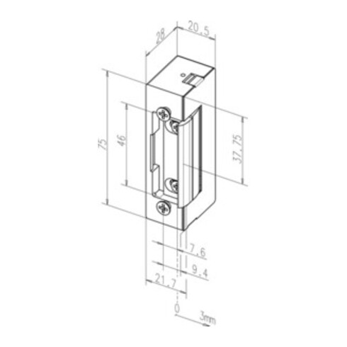 Elektro-Türöffner o.Schließbl.17E 24 V DC 100%ED Stand.DIN L/R m.FaFix