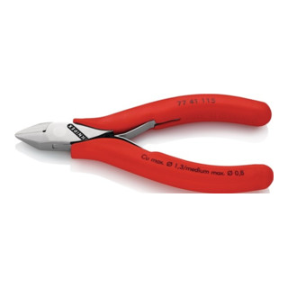 Elektron.Seitenschneider L.115mm spitz 60HRc m.Feder KNIPEX m.Ku.-Hüllen