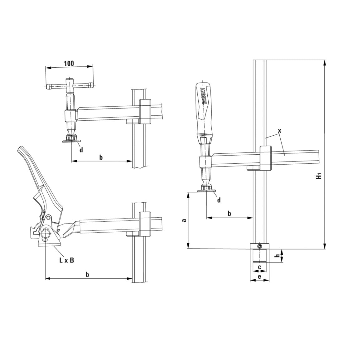 Élément de serrage à longueur de travail variable TWV Bessey