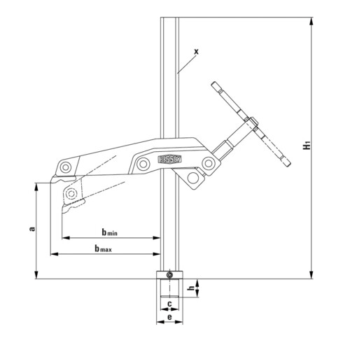 Élément de serrage avec bras de préhension TW28GRS Bessey