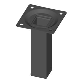 Element System Pied de meuble noir RAL 9005 25x25mm H.100mm plaque de montage