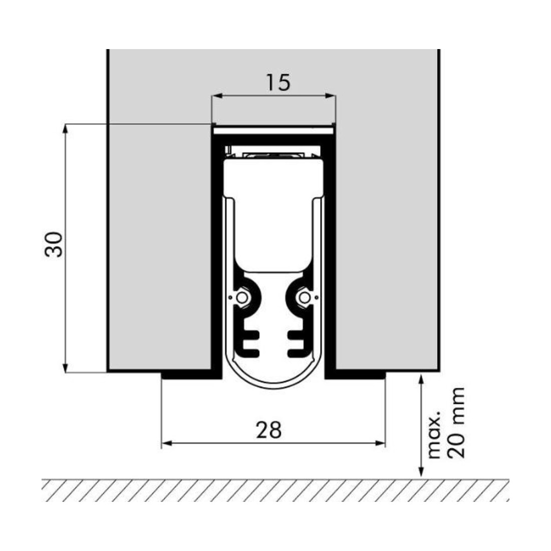 ELLEN Autom.Türbodendichtung Soundproof Omega o. Montagew.,silber,L1028