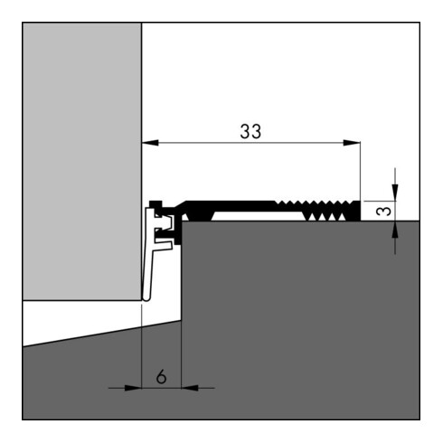 ELLEN Bodenschwellendichtung ANB 6 z. schr. Alu silber,Br33xH3xL3000