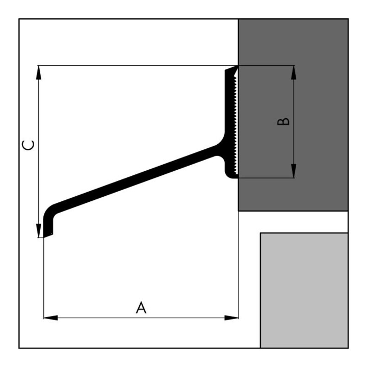 ELLEN Bras d'eau ALD-A incliné alu argent L2000, H 21, P 50