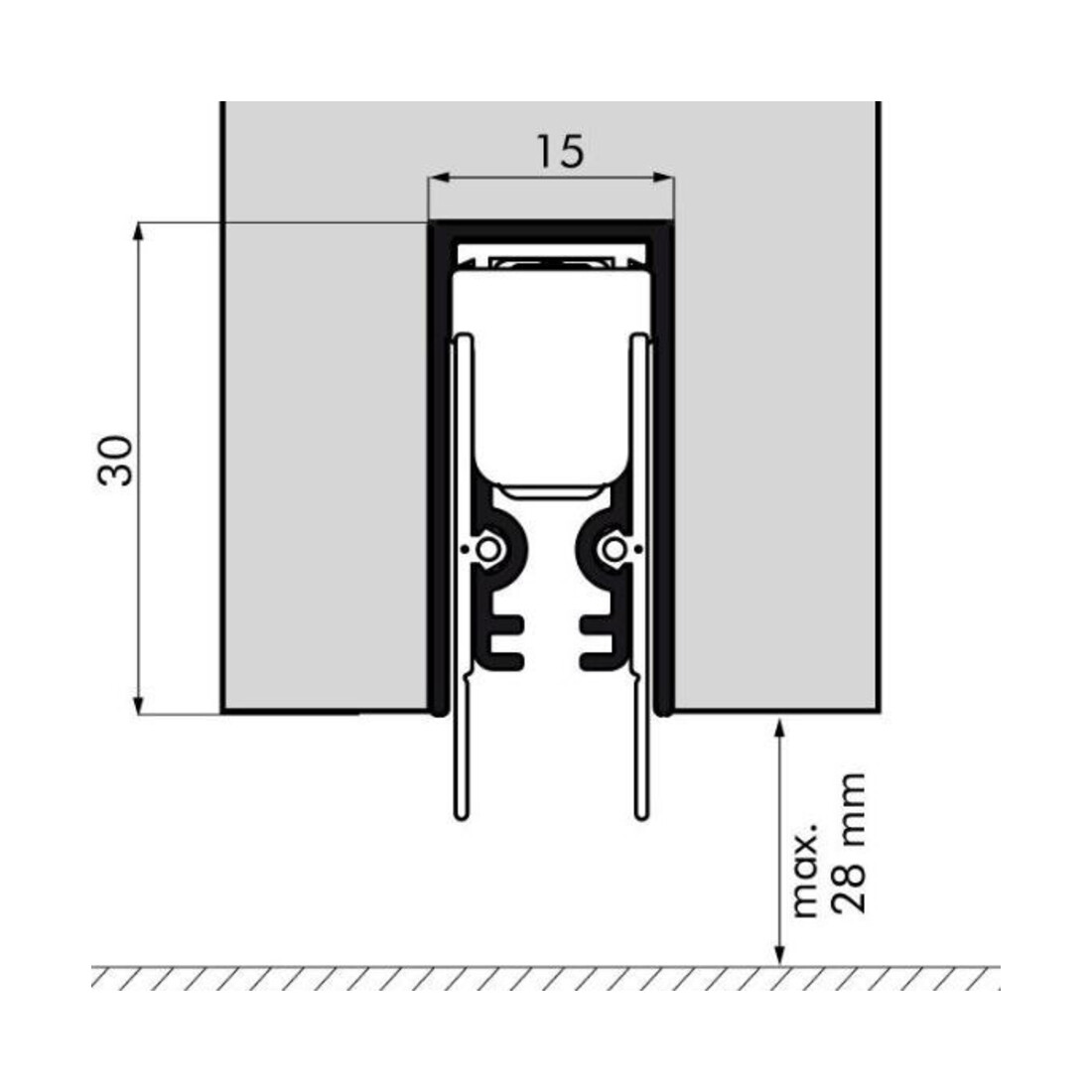 ELLEN EllenMatic Optimal Joint de bas de porte auto. avec kit montage, argent, L1083