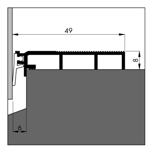 ELLEN Joint de seuil ANB 7 N incliné alu argent, Br49xH8xL3000