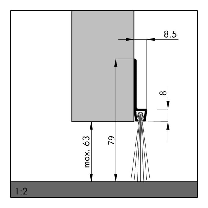 ELLEN Joint de seuil de porte alu IBS 80 250cm avec brosse PP