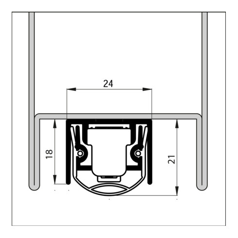 ELLEN Joint de seuil de porte automatique EMFerroS2 IP avec cadre, argent, L1280