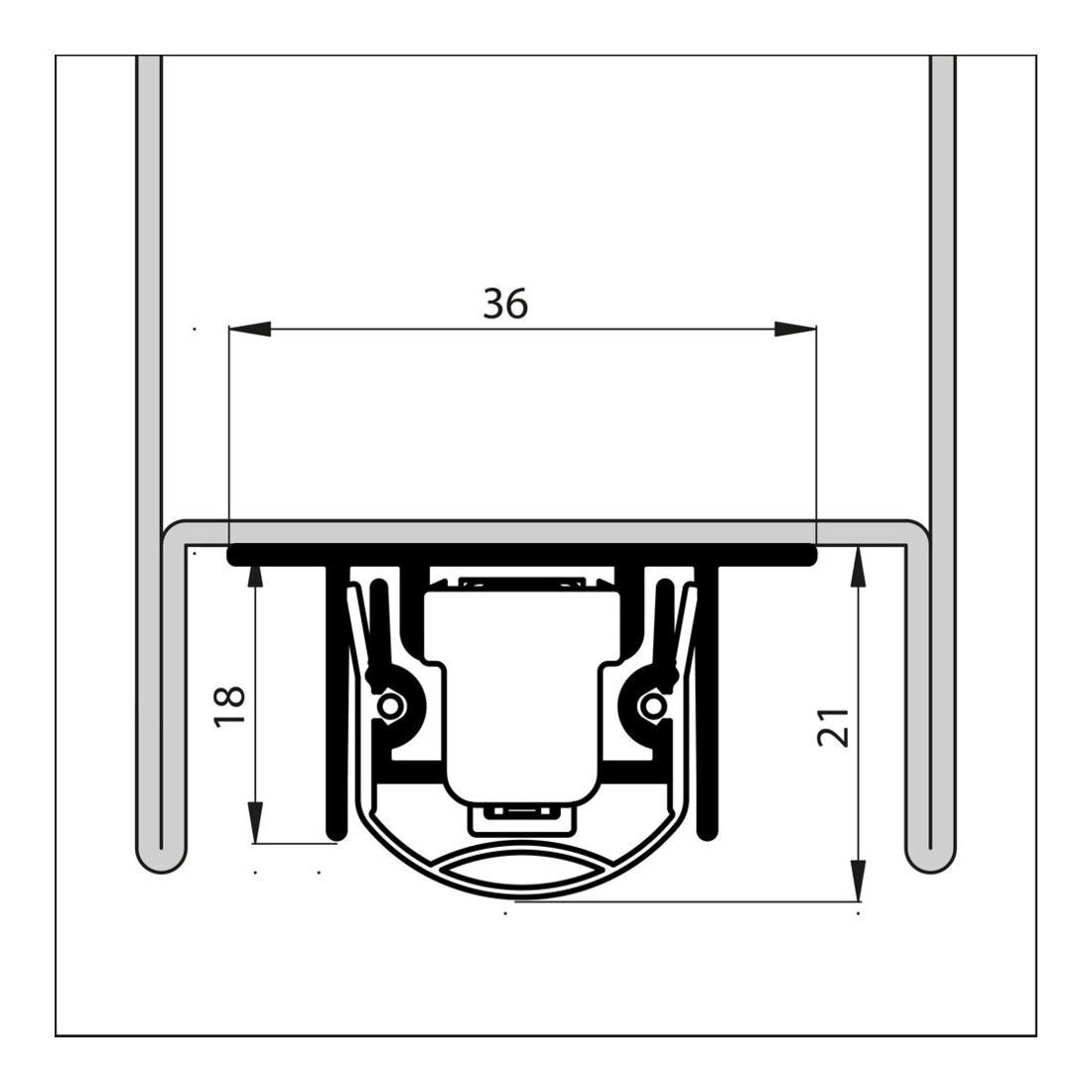 ELLEN Joint de seuil de porte automatique llenMaticFerro 2 sans montage argent, L1280