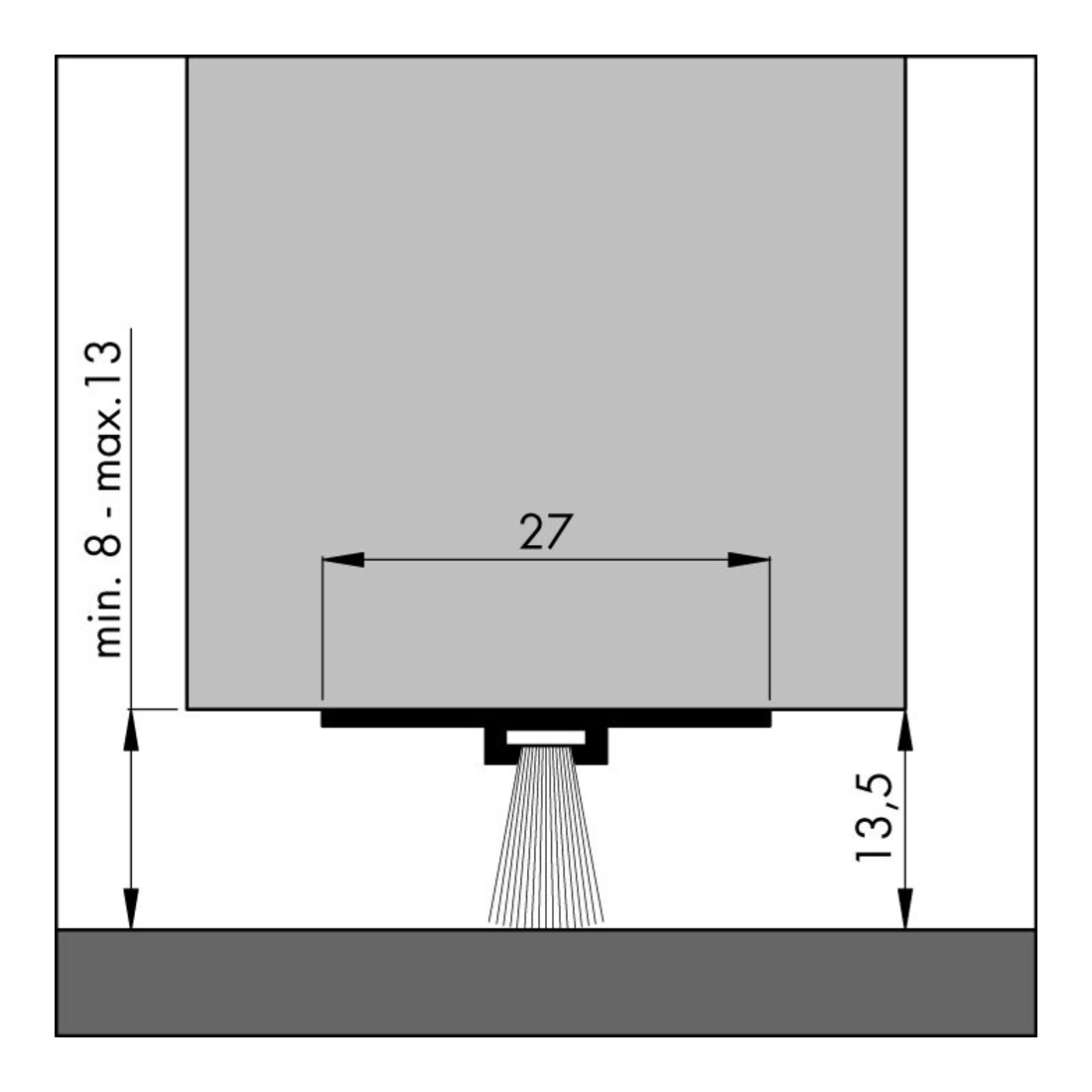 ELLEN Joint de seuil de porte DBS Invisible incliné alu argent, H13,5 x L3000