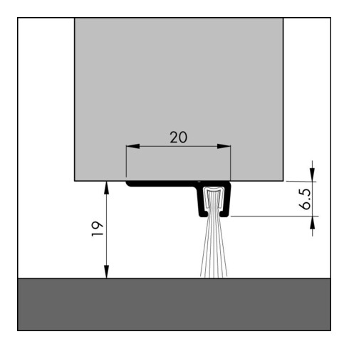 ELLEN Joint de seuil de porte IBS 90-18 incliné alu argent, H16xL3000, P12,5