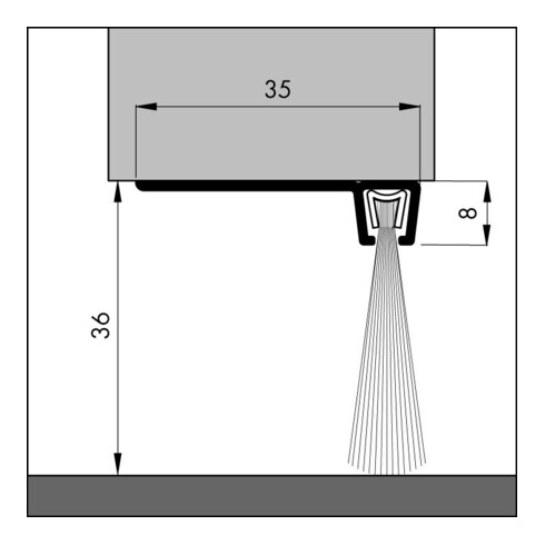 ELLEN Joint de seuil de porte IBS 90-36 incliné alu argent, H35 x L3000, HP28
