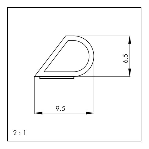 ELLEN Joint goutte d'eau 232 silicone auto-adhésif brun, L9,5xH6,5, L100m