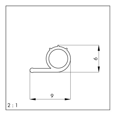 ELLEN Joint profilé 10107 pour antidérapant silicone blanc, L9 x H6, L100m
