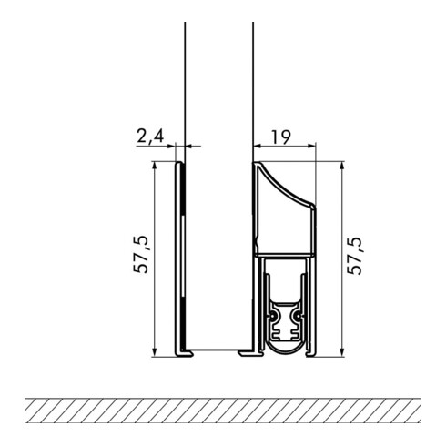 ELLEN Joints de bas de porte automatiques leganceCassette auto-adhésifs argent, L1200