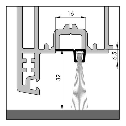 ELLEN Joints de seuil de porte IBS 90-32 incliné alu argent, H16xL3000, P25,5