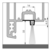 ELLEN Joints de seuil de porte IBS 90-32 incliné alu argent, H16xL3000, P25,5-4