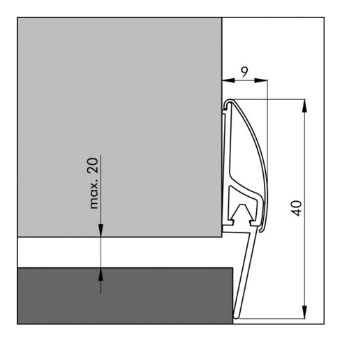 ELLEN Joints de seuil de porte Inox avec lèvre pour acier inoxydable argent, L 1000 mm