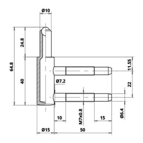 ELLEN Partie cadre 2 pcs Bois, sans Nb, galvanisé Roues ø 15, poids porte 60 kg