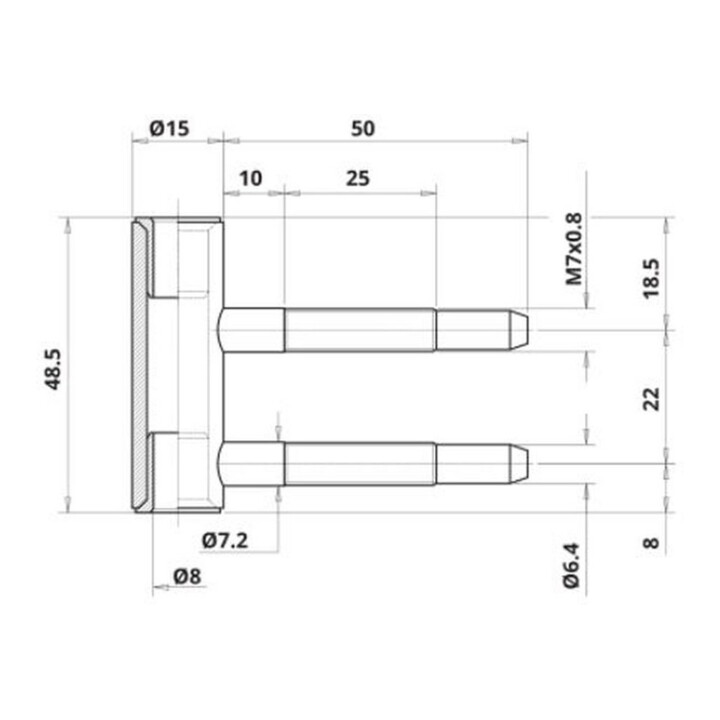 ELLEN Partie cadre 3 pcs en bois, avec Nb, roulettes nickelées Ø 15, poids porte 60 kg