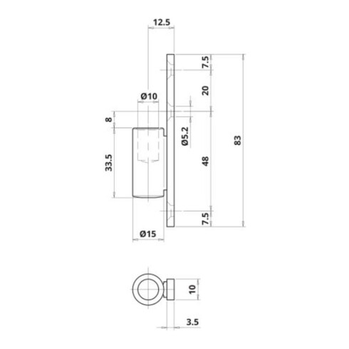 ELLEN Partie d'aile 2 pcs bois/PVC blanc, rouleau, ø15, poids porte 40 kg