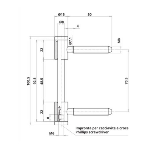 ELLEN Partie d'aile 3 pcs bois, sans Nb, roulettes nickelées Ø 15, poids porte 60 kg