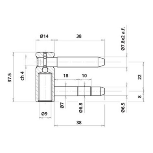 ELLEN Partie d'aile Exacta 2 pcs 3D avec Nb, galvanisé Rouleaux ø 14, poids porte 80 kg