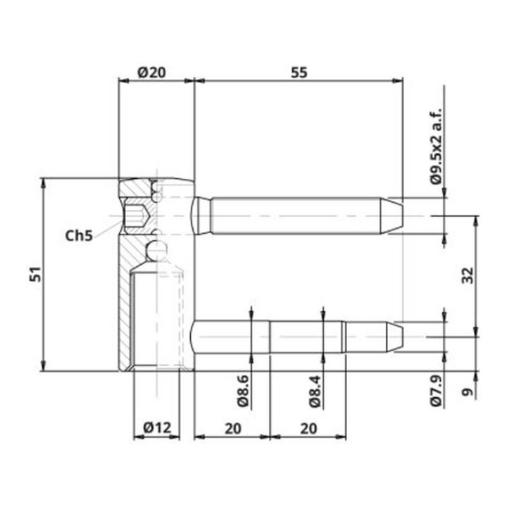 ELLEN Partie d'aile Exacta 2 pcs 3D avec Nb, roulettes ø 20, poids porte 120kg