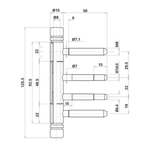 ELLEN Paumelle design FK, 3 pcs nickel mat, rouleaux ø 15, poids porte 60 kg