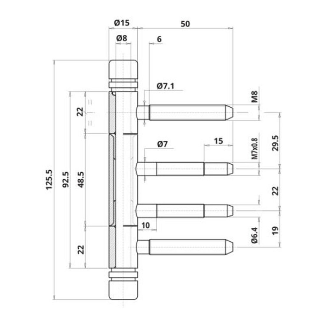 ELLEN Paumelle design FK, 3 pcs nickel mat, rouleaux ø 15, poids porte 60 kg