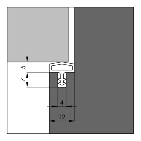 ELLEN Profil de frappe de porte 0680, simple face, EV gris DIY Progr., L 5m