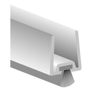 ELLEN Profil de porte en verre GDP avec brosse PP souple alu argent, L2250, TS 10