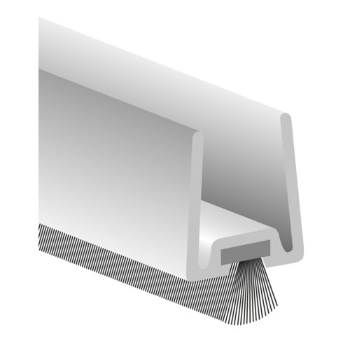 ELLEN Profil de porte en verre GDP avec brosse PP souple alu argent, L2250, TS 10