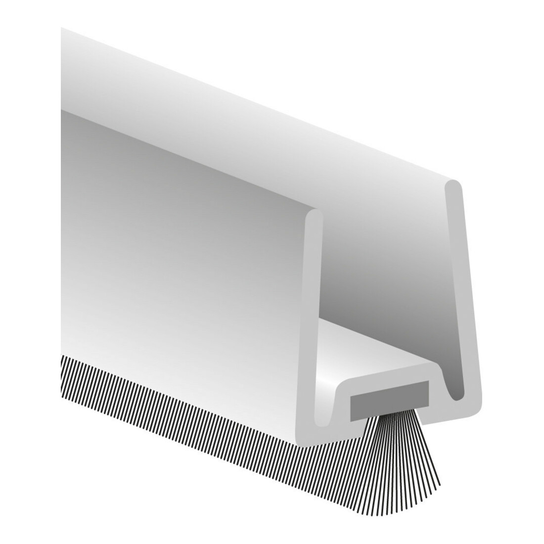 ELLEN Profil de porte en verre GDP avec brosse PP souple alu argent, L2250, TS 10