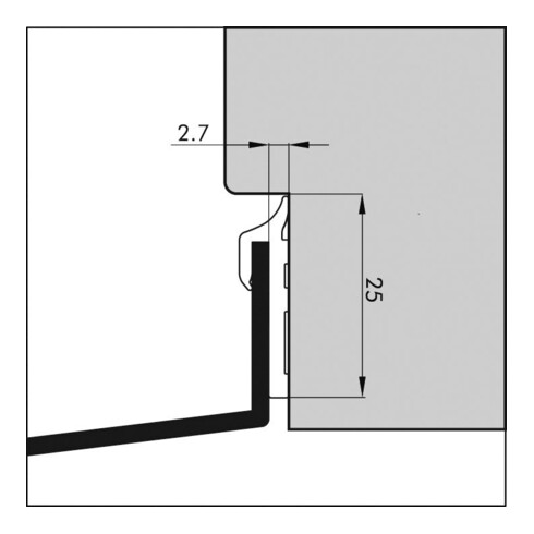 ELLEN Profil de rebord de fenêtre L 2362 à poser TPE gris, H25 x P2,7 L100m