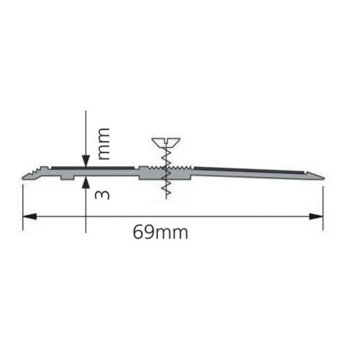ELLEN Profil de seuil SP69 à visser alu gris, L 69 x P 1000 mm
