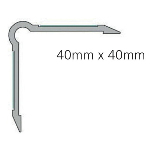 ELLEN Protection de bordure murale MS40 à coller alu revêtement, L40 x H40 x P1000