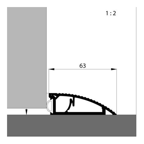 ELLEN Rail de butée de porte AKW, alu si 63x20x1800mm