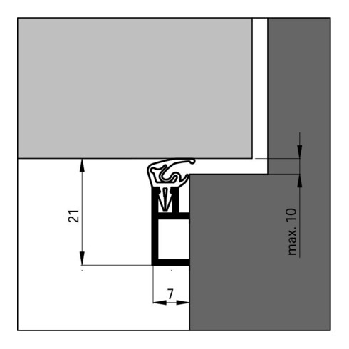 ELLEN Rail d'étanchéité ARP Plus à visser alu argent, H21 x L2300