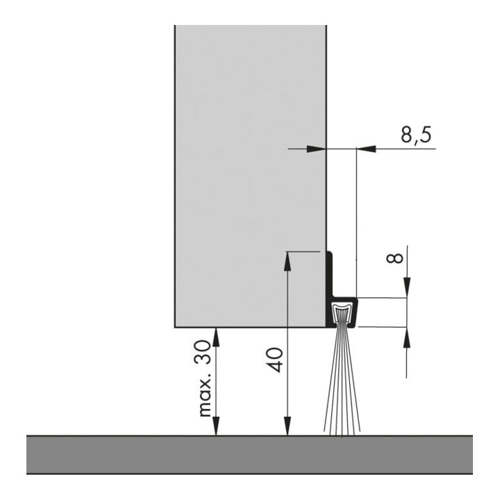 ELLEN Tor-Türdichtschiene IBS 40 0309301, 1000mm Aluminium alufarben