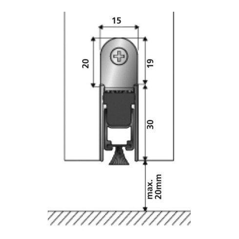 ELLEN Türabsenkdichtung EllenMatic Brush 1803756, 1208mm silber