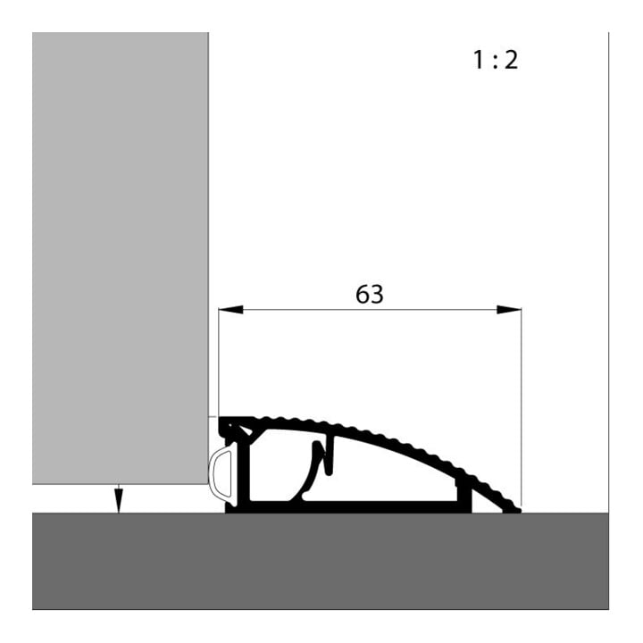 ELLEN Türanschlagschiene AKW z. schrauben Alu silber,Br63 x H20 x L1200