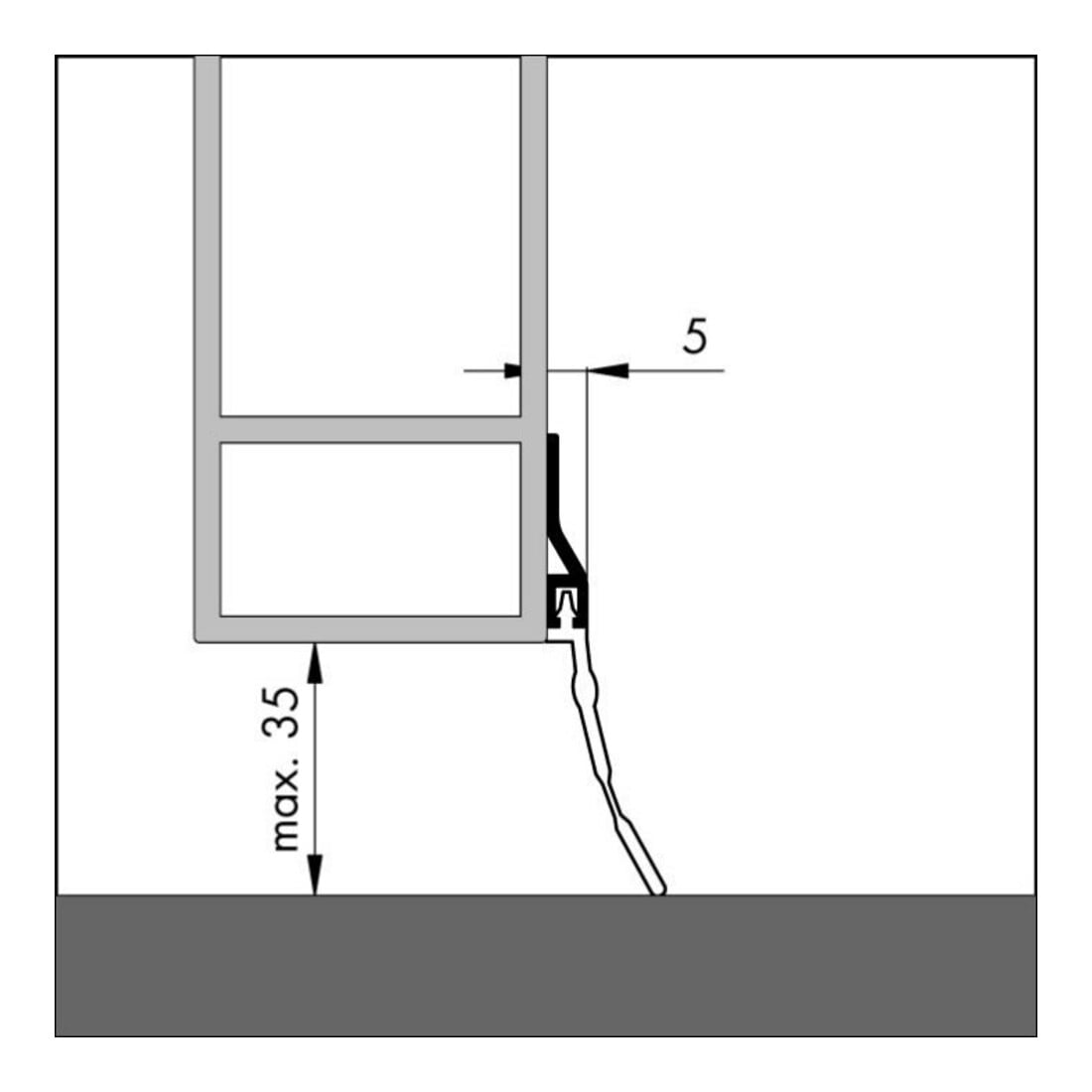 ELLEN Türbodendichtung ADS-GL z. schrauben Alu silber, H 50 x L 2500mm