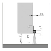 ELLEN Türbodendichtung IBS 50 ungebohrt, Alu silber, H50 x L1000, BH30-3