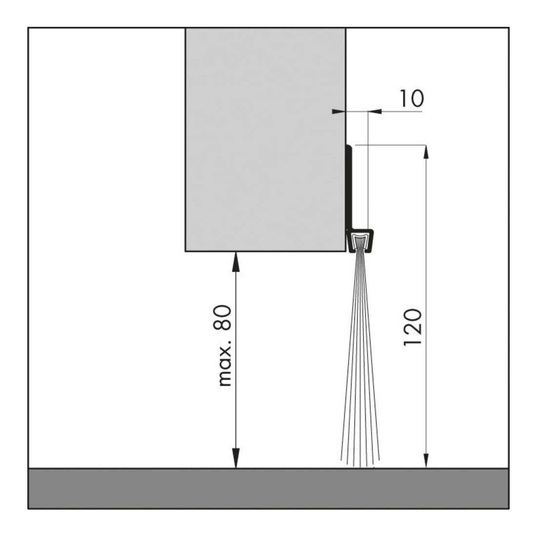 ELLEN Türbodendichtung IBS POG 80 Stahlblech silber,H120 x L2000, BH80