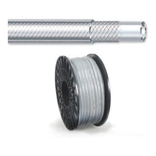 Elmar Jung PVC-Druckschlauch 9 x 3mm glasklar mit Gewebe 60m auf Spule