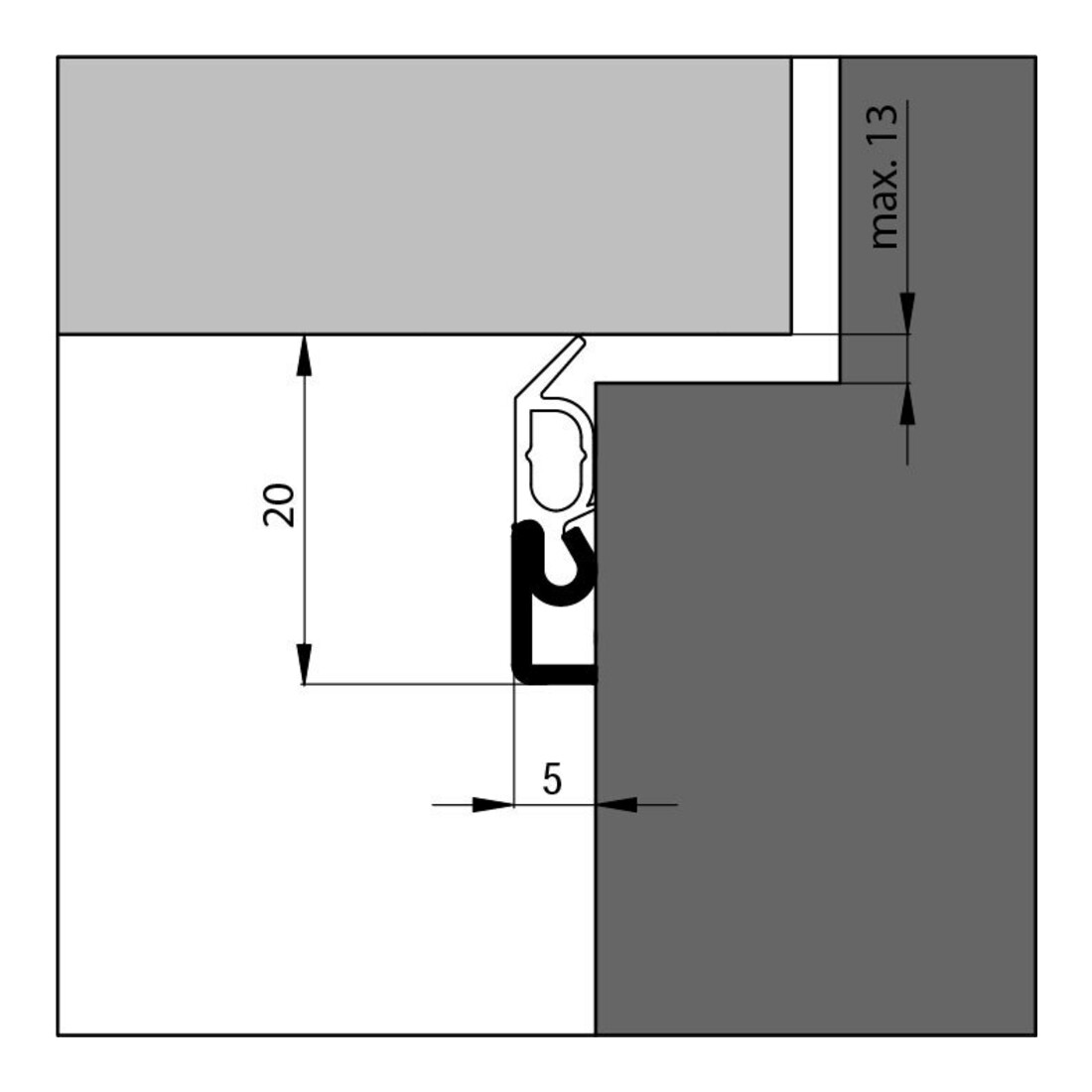 Elro ELLEN Bande d'étanchéité XL à clouer alu blanc, H20xL2300, SP max.13
