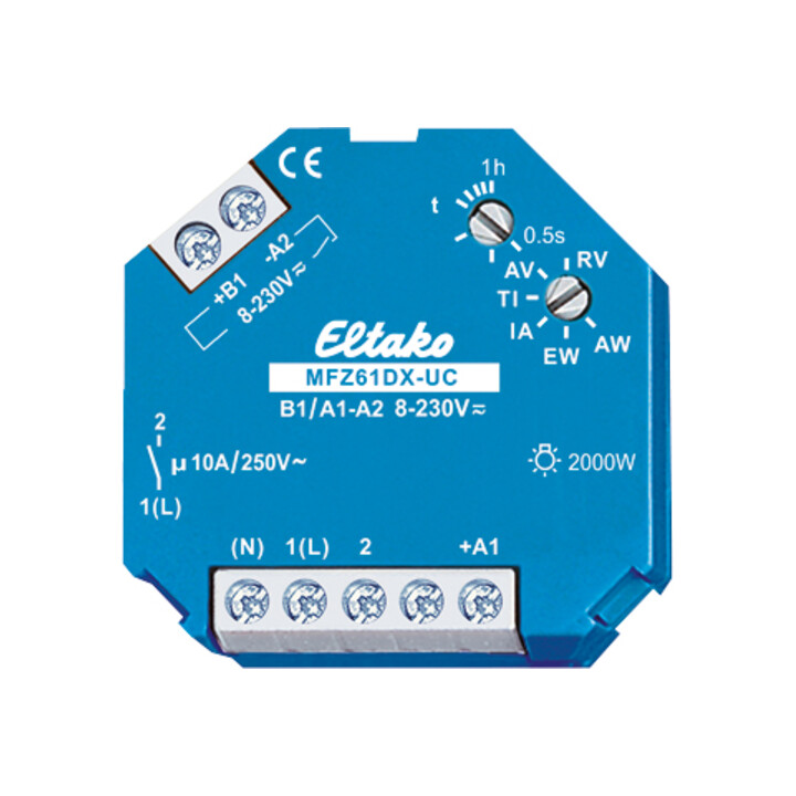 Eltako Relais temporisé multifonction 0,1s-1h, 10A, 1W MFZ61DX-UC