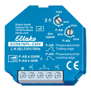 Eltako Universal-Dimmschalter Mindestlast nur 4W EUD61NPL-230V