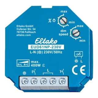 Eltako Universal-Dimmschalter ohne N f.R+L+C-Last. EUD61NP-230V